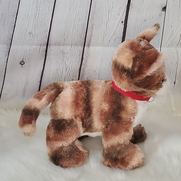 B-A-B Build-a-Bear Brown Tabby Realistic Pet House Cat Red Collar Unique No Tags - Picture 7 of 13